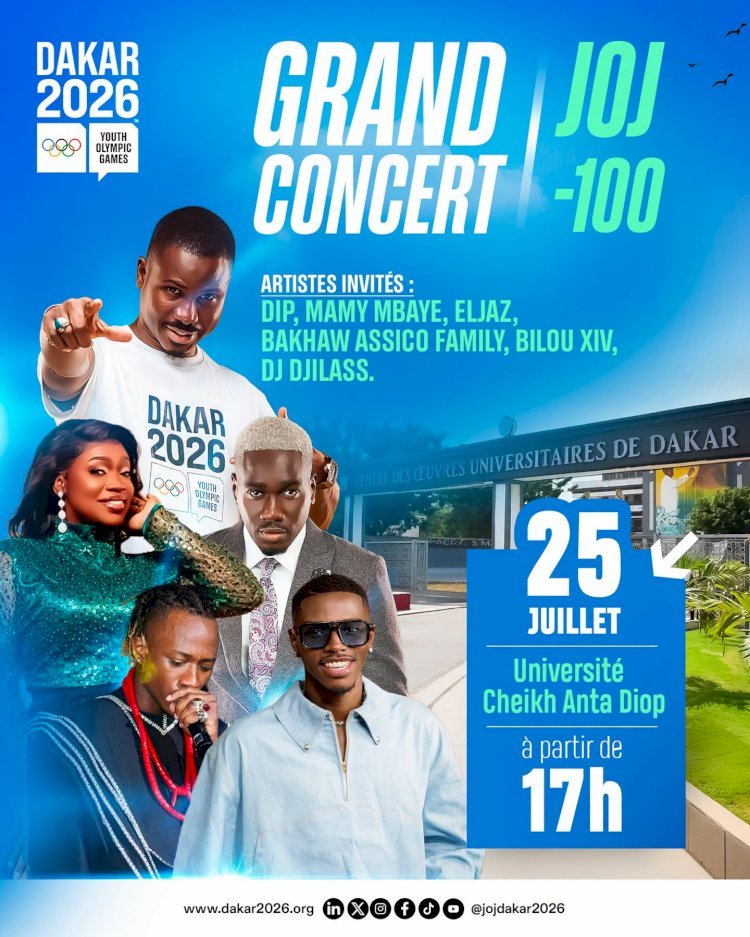 JOJ Dakar 2026 : Musique, jeunesse et fête au programme du concert des J-100 !